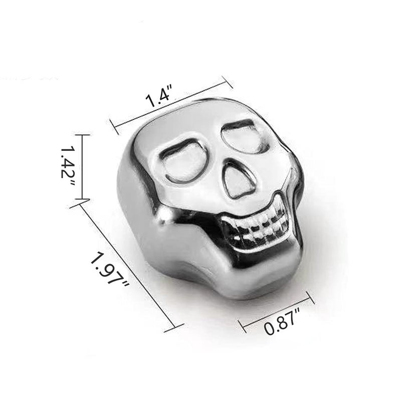 i Kito Reusable Stainless Steel Ice Cube Metal Whiskey Stones for Drinks Skull Shaped Set of 6 by i Kito - Image 5